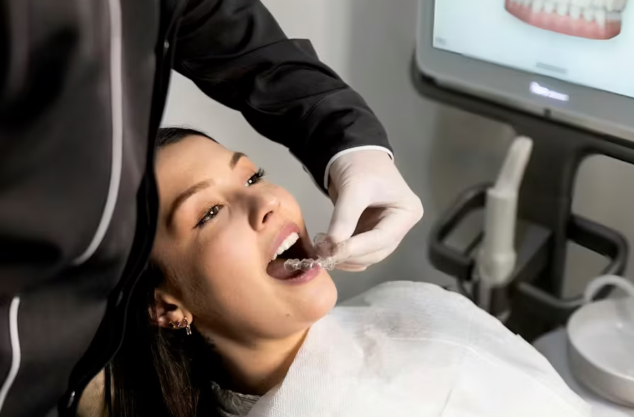 Patient receiving clear aligner orthodontics at 479 Dental Care